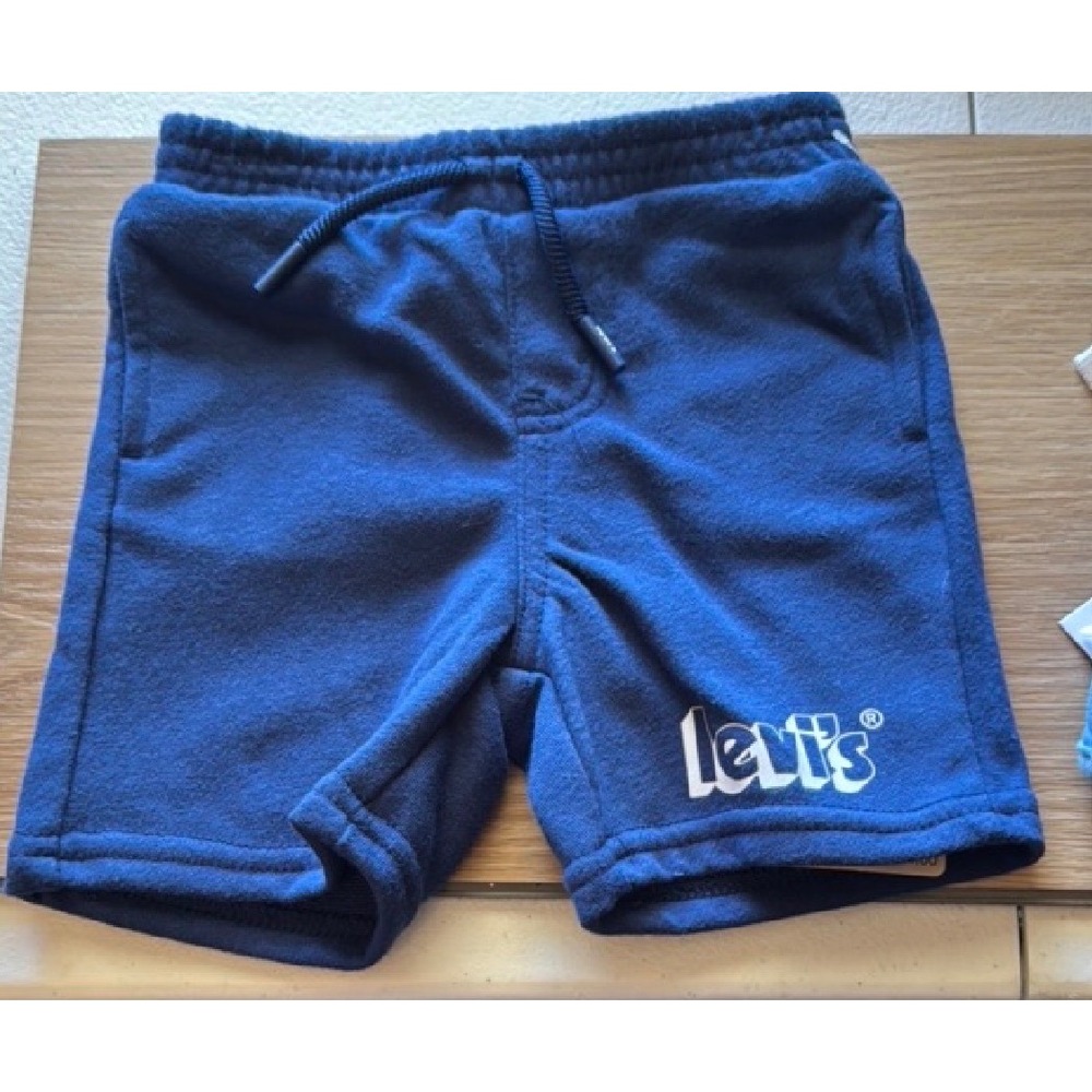 Levis Baby Boys Navy Blue Fleece Shorts Logo Drawstring 9M